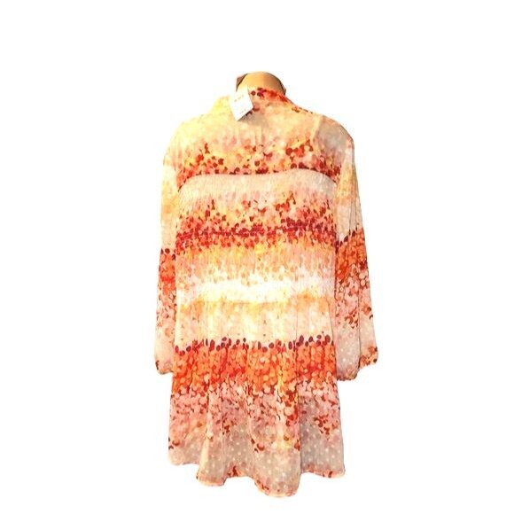 Hope Springs Orange Sunset Clip Dot Sheer Top & Cream Cami Blouse Plus Size 2XL - Picture 3 of 12